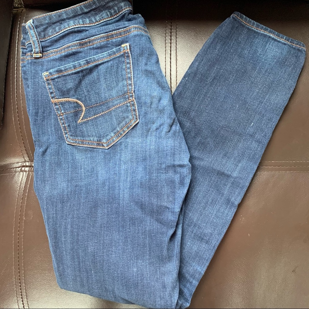 American Eagle Size 6 Skinny Jean Jeggings Distressed Midwash